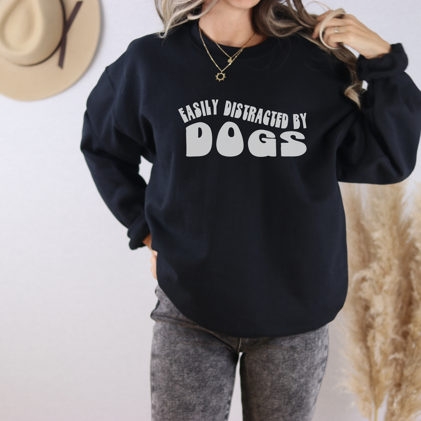 Easily Distracted By Dogs Crewneck - KristaCreativeStudio