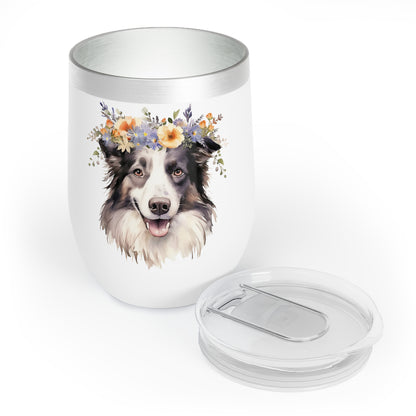 Border Collie Wine Tumbler - KristaCreativeStudio