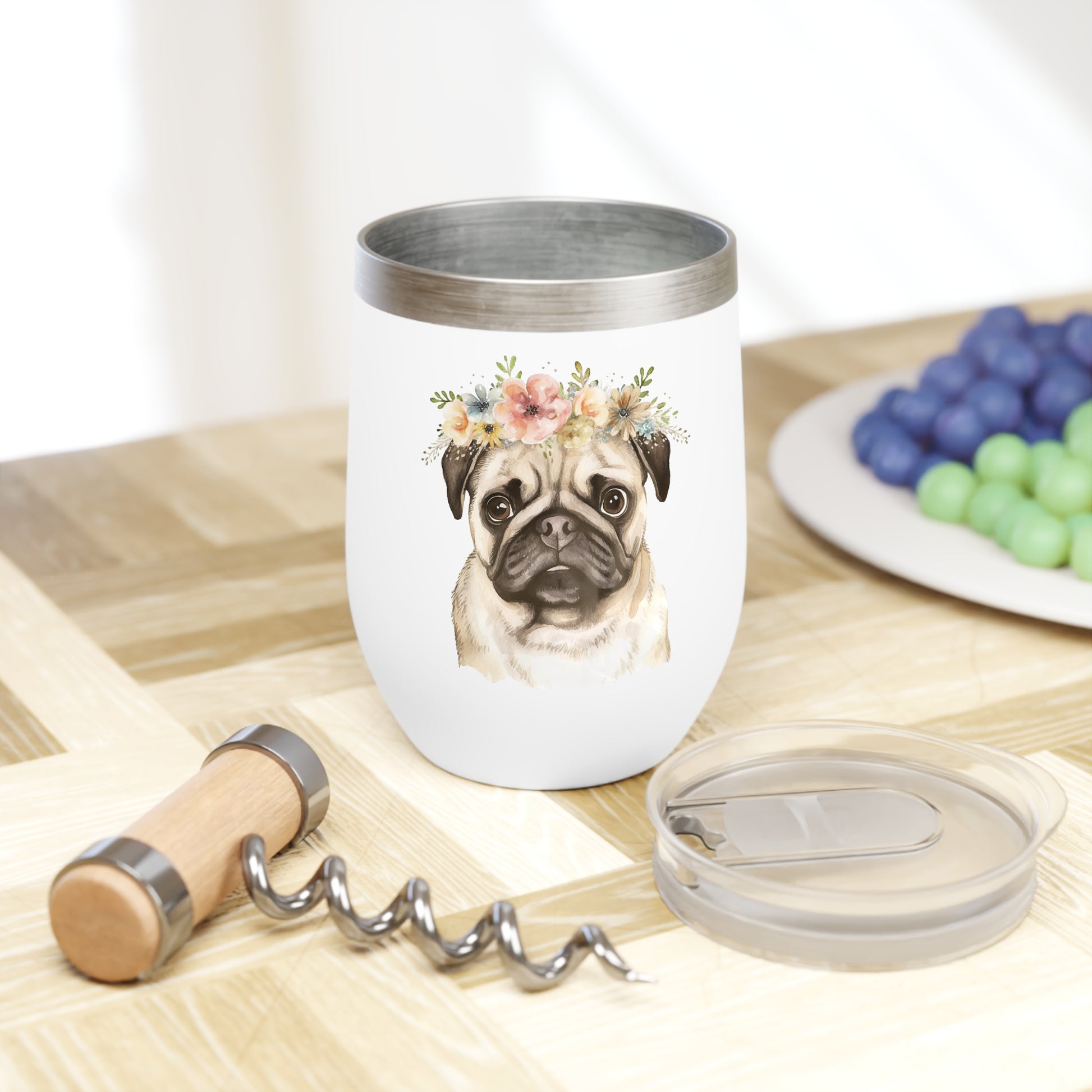 Pug Wine Tumbler - KristaCreativeStudio