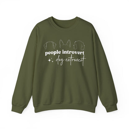 People Introvert Dog Extrovert Crewneck Sweatshirt - KristaCreativeStudio