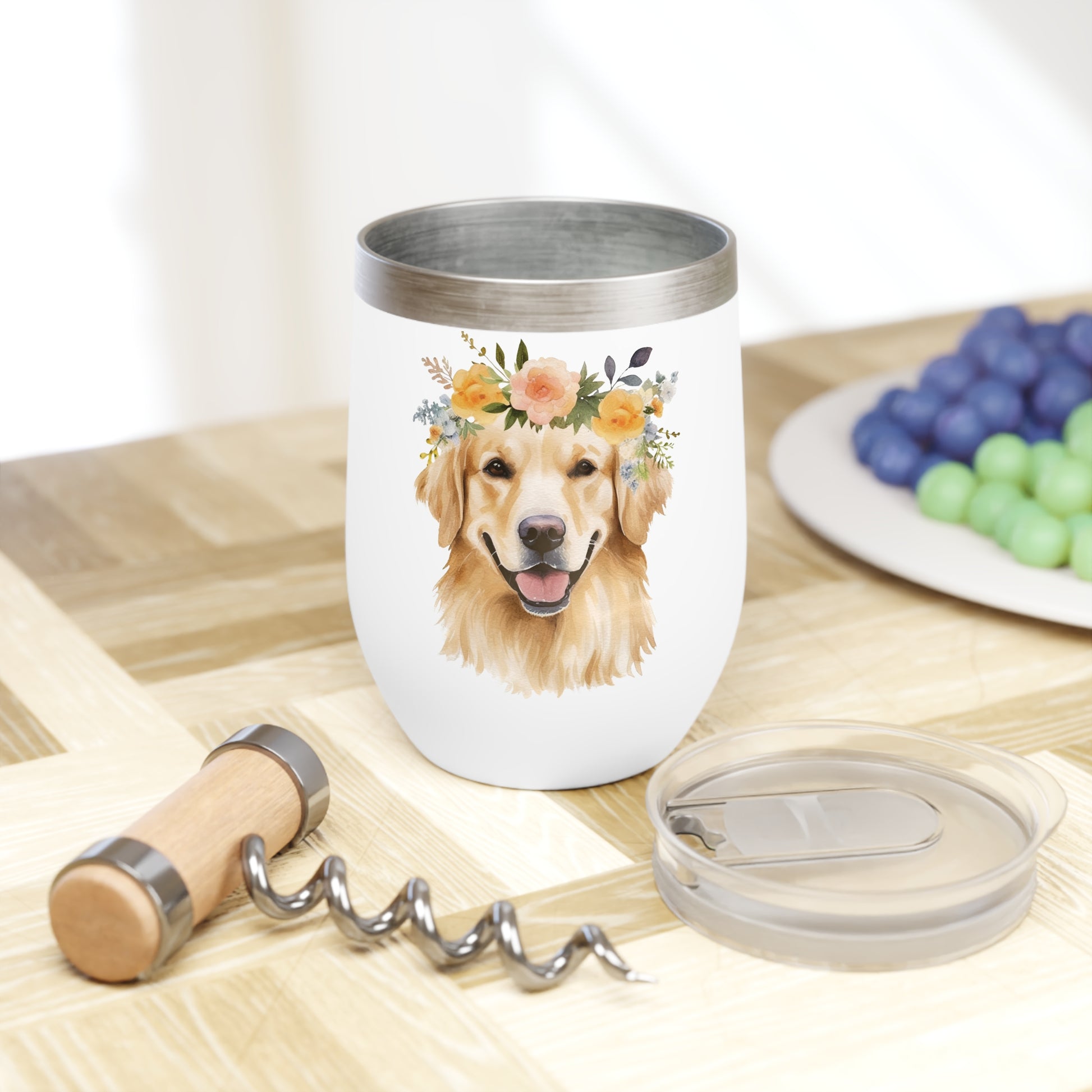 Golden Retriever Wine Tumbler - KristaCreativeStudio