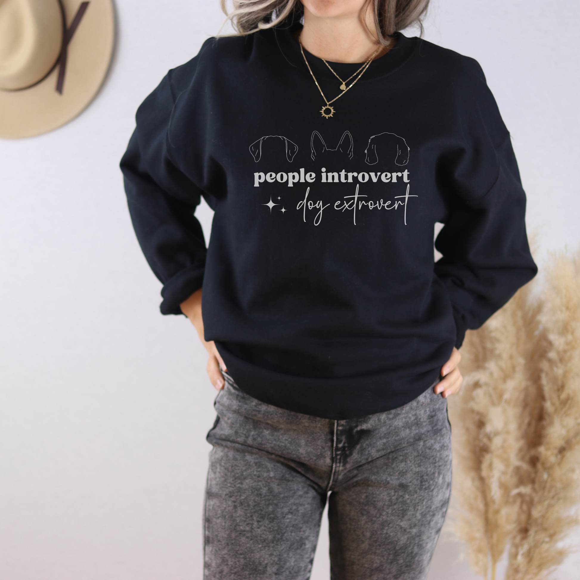 People Introvert Dog Extrovert Crewneck Sweatshirt - KristaCreativeStudio