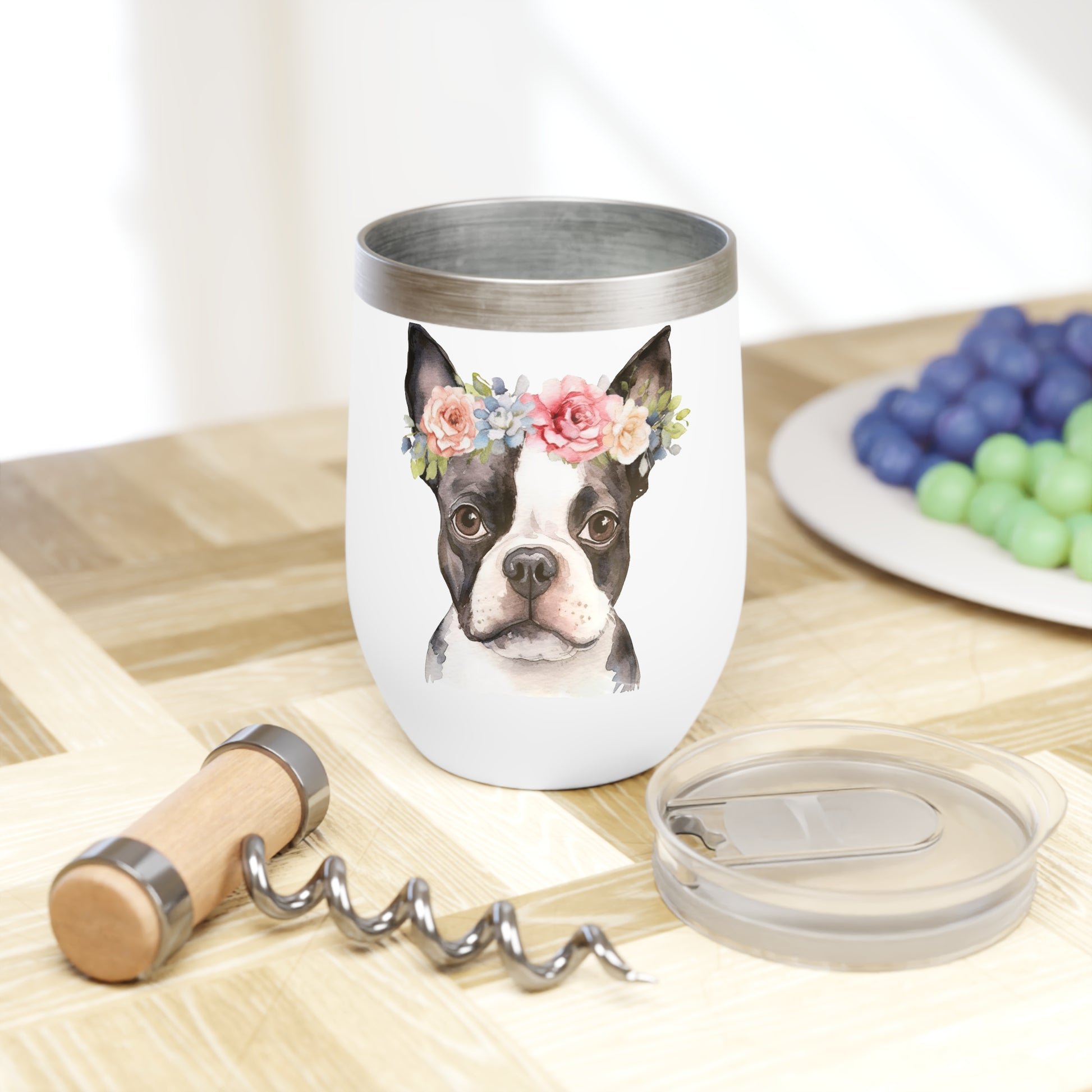 Boston Terrier Wine Tumbler - KristaCreativeStudio